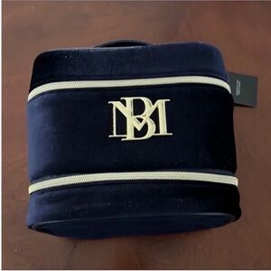 NWT BADGLEY MISCHKA Velvet Cosmetic Bag - Navy
